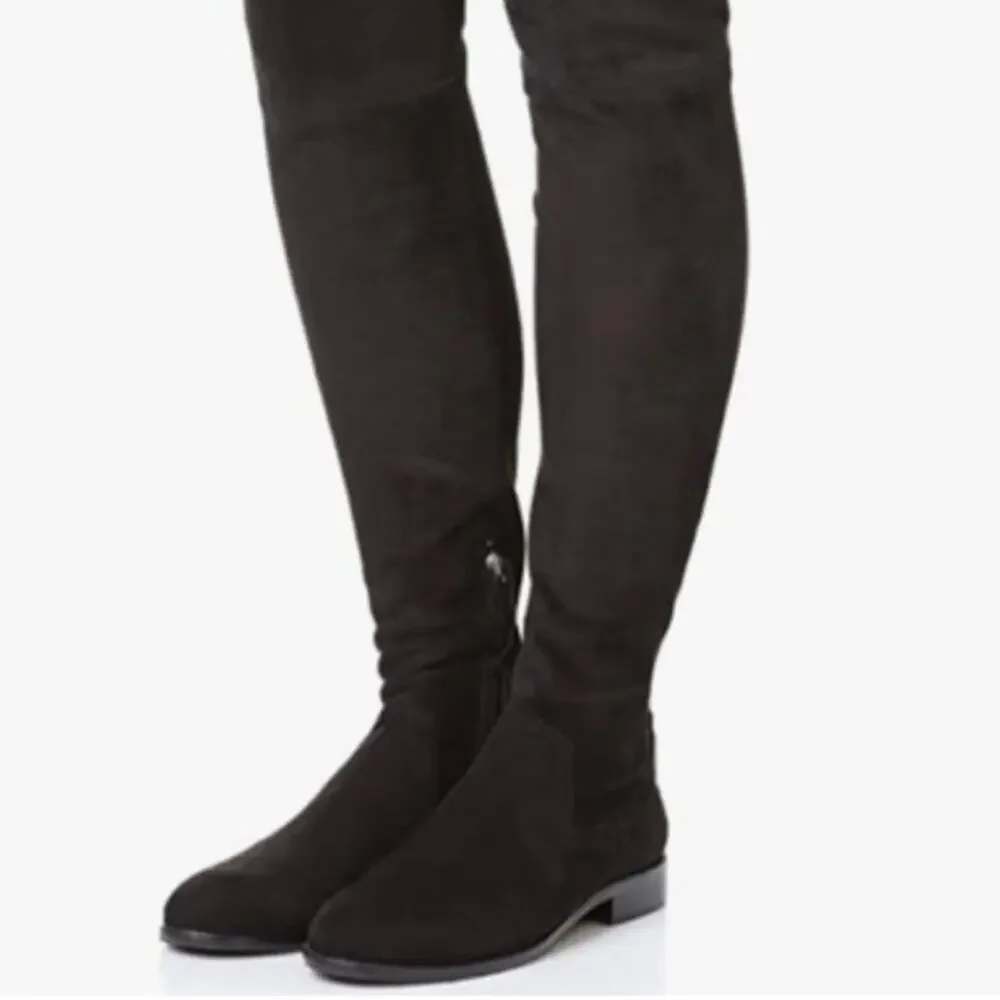 Dolce Vita Black stretch Suede over the knee low heel almond toe boots. 9